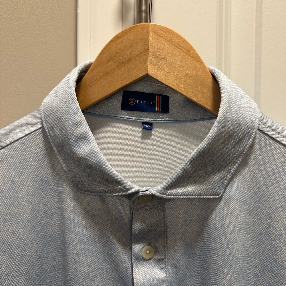 STITCH GOLF Men’s Performance Golf Polo Blue Pattern Size Medium/ Large